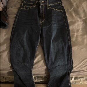 Hollister woman’s Dark Indigo Relaxed Jeans with Contrast Stitching